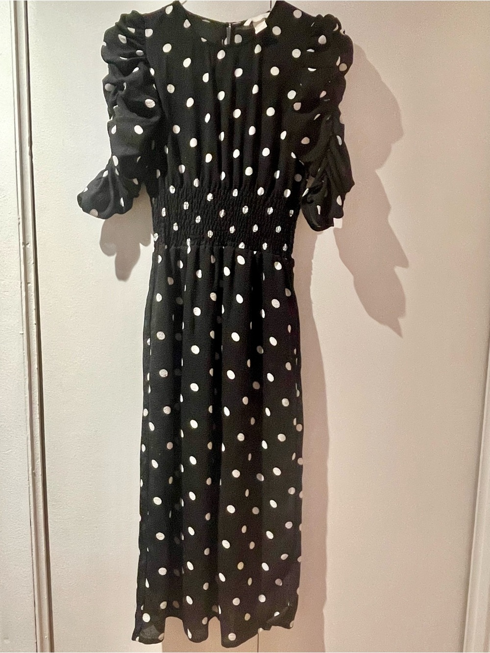 H&M Black Midi Dress with White Polka Dots